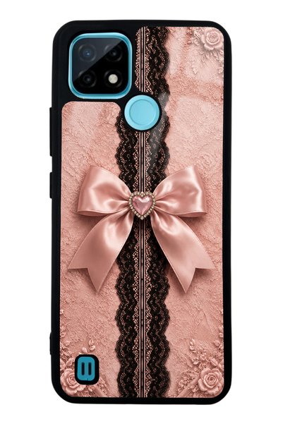 Spoyi Realme C21 Glossy Phone Case with Pink Lace Bow Design
