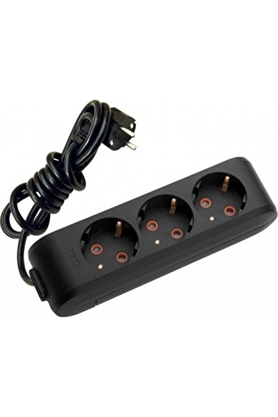 VİKO Multi-Let 3lü Topraklı Grup Priz Siyah 2 Metre Kablolu Priz 90133302