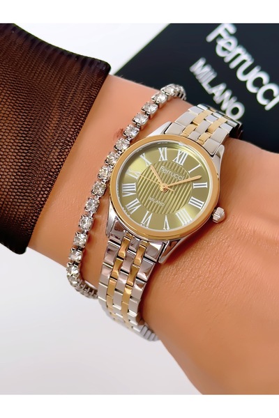 Ferrucci Steel Strap Roman Numeral Model 2 Year Warranty 3 Atm Waterproof Wom...