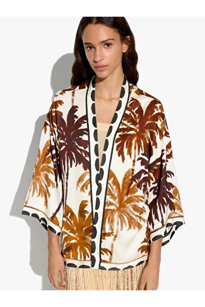 PARFOIS Kadın Dökümlü Desenli Kimono