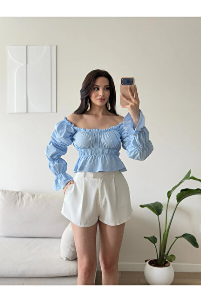 Zoom Butik Gipeli Madonna Bluz - MAVİ