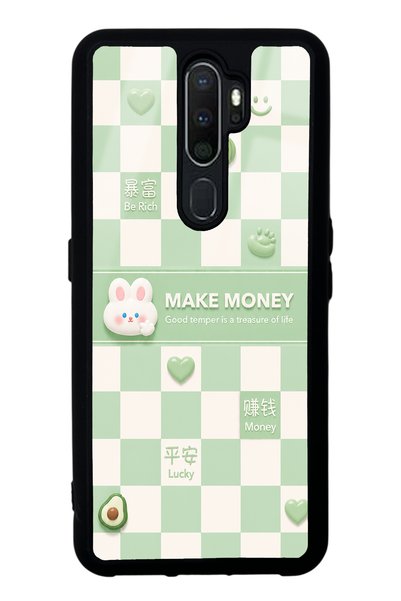 Spoyi حافظة هاتف أوبو A5 2020 باللون الأخضر اللامع بتصميم Make Money