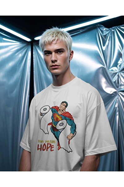 buzagi tasarım ürünleri Hope Unisex Oversize White T-Shirt