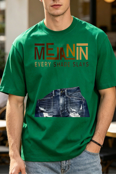 Fleck Casual Style T Shirts For Men With Jean Print And Text Design Mens Prin...