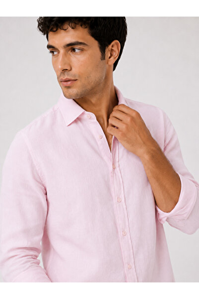 RAFF MAĞAZA Men's Cotton Shirt 60% Cotton 40% Linen Fabric
