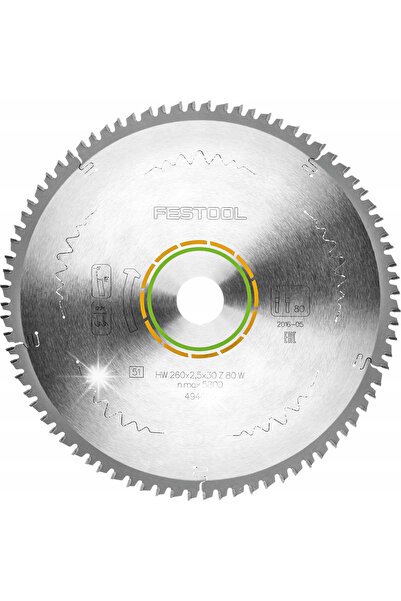FESTOOL Disc PILARSKA pentru lemn, tăiere fină, HW 260*2.5*30 W80 494605