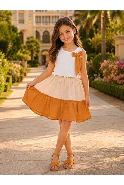 bubiee baby Muslin Fabric Girl's Three-Color Layered Design Dress - Stylish C...