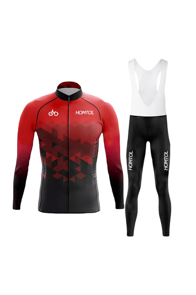 OEM Costum de ciclism pentru bărbați, set sportiv cu inserție de gel, roșu, 4XL