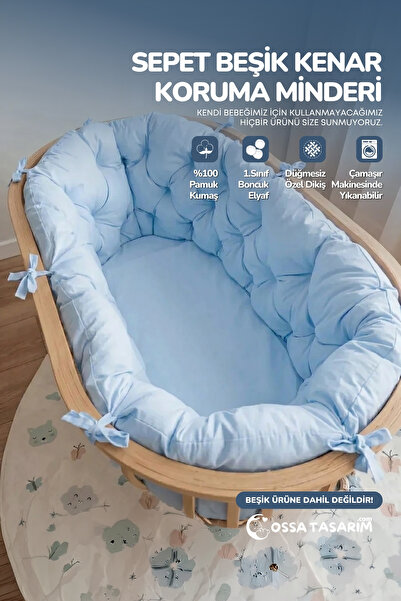 yasetex tasarım 100% Cotton Fabric Basket Edge Protection Cushion for Crib