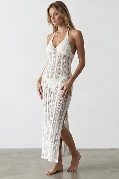 DIANNA Women's Long Summer Pareo Openwork 100% Cotton Knitwear Dress Beach Dress Bikini Top