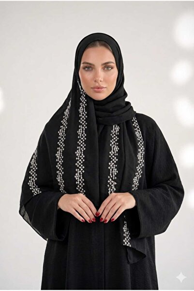Veil Designer Pual Veil with Japanese Fabric, White and Gray Embroidery, Size...