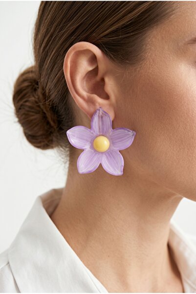 Jack Ferrero Purple Daisy Flower Acrylic Earrings Summer Beach Party and Dail...