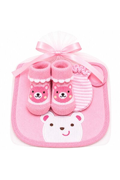 Warehouse Newborn Baby Gift Set Baby Bibs and Baby Hat in Luxury Tulle Bag