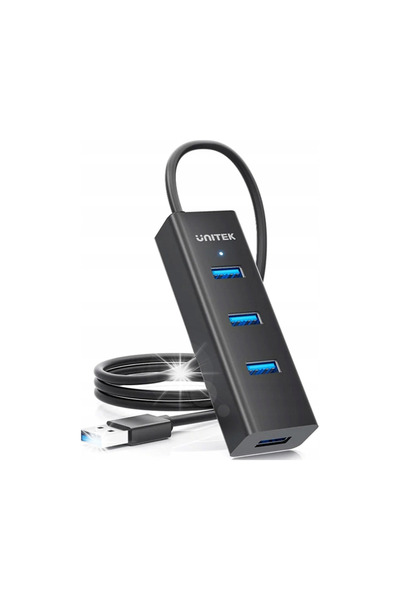 Unitek Hub USB-A 3.1 negru, activ, cu 4 porturi USB-A, 5Gbps, cablu de 120cm