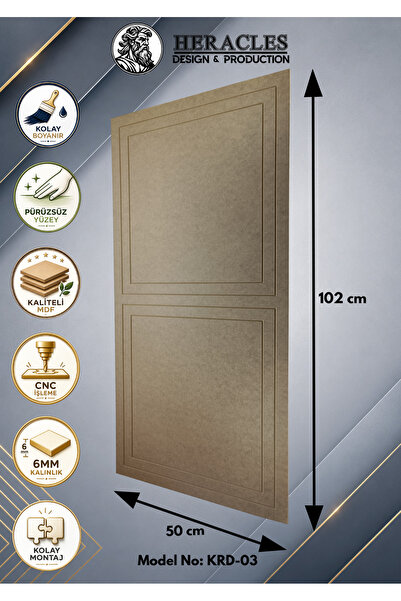 HRC Dizayn (KRD-03) 3D Görünümlü MDF Dekoratif Duvar Paneli 102x50 cm 6 mm CN...