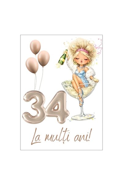 OEM Felicitare 13x18 cm cu plic, aniversare 34 de ani