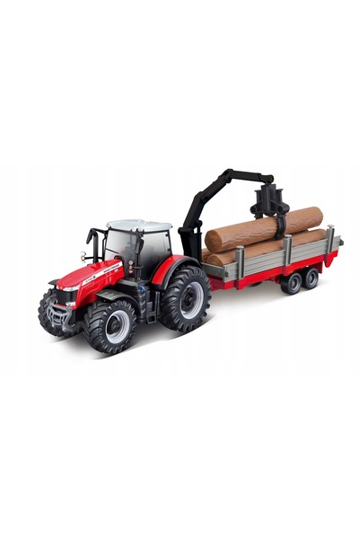 Bburago Junior TRAKTOR Massey Ferguson 8740S + remorcă Bburago