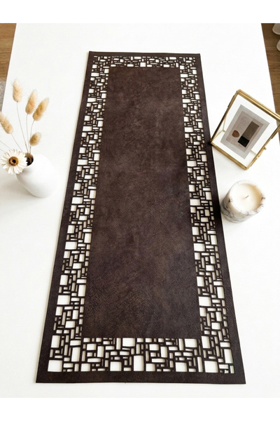 Ergüven Home Dark Brown Wenge Suede Fabric Runner 40X100 cm Coffee Table Size...