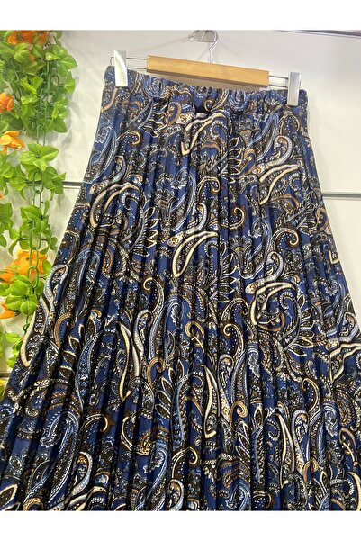 edu collection Patterned Pleated Crepe Skirt with Lining