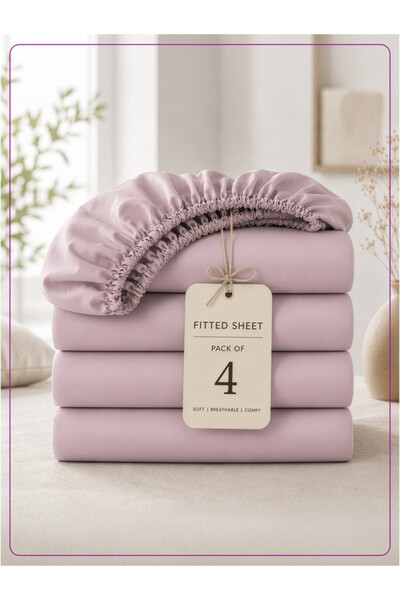 Donetella King Fitted Sheet 180x200 cm, Pack of 4 | OEKO-TEX Brushed Microfib...