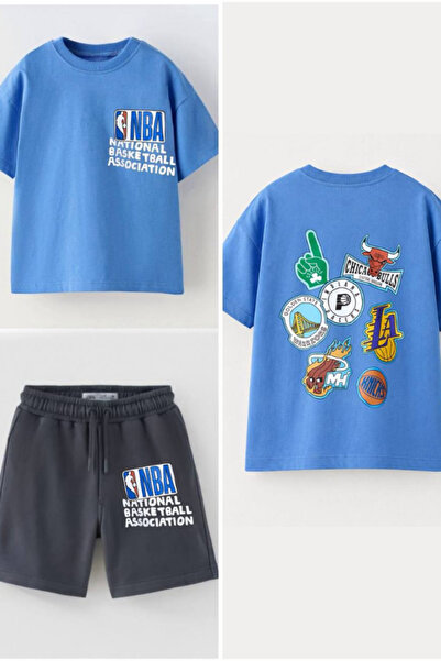 NOBLEKIDS Boys Nba Printed T-Shirt and Shorts Set Blue