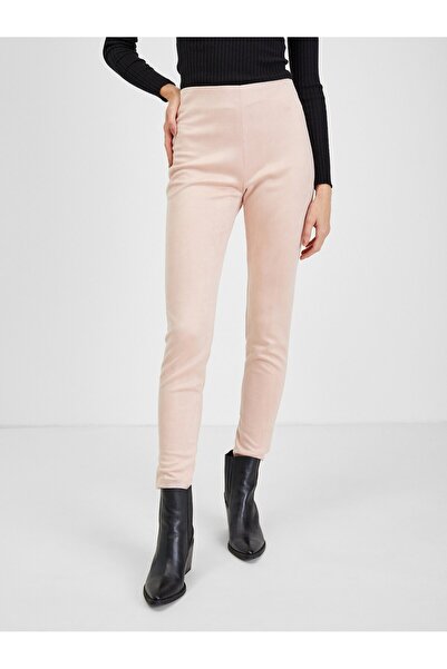 ORSAY Pantaloni de damă roz deschis, cu aspect semiș, din material textil.