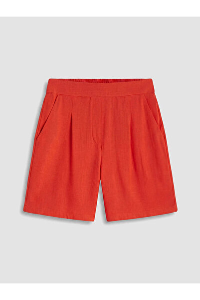 LC Waikiki Red High Waist Bermuda Fit Women's Shorts