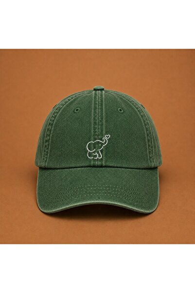 WeavedCo Minimalist Elephant Figured Embroidered Vintage Washed Cap Hat