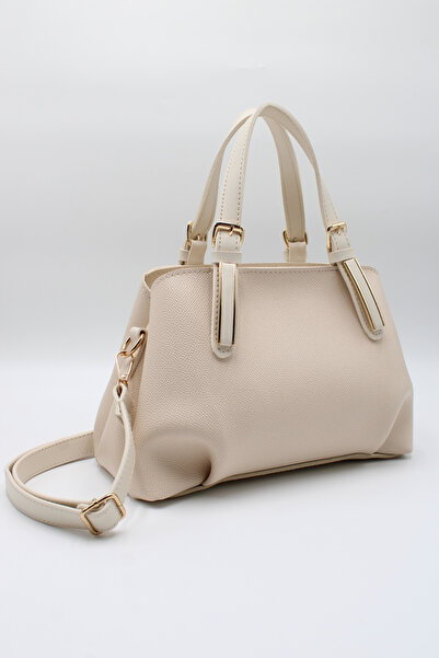 LASSO Women's Cream Double Handle Inner Pocket Drawstring Leather Crossbody H...