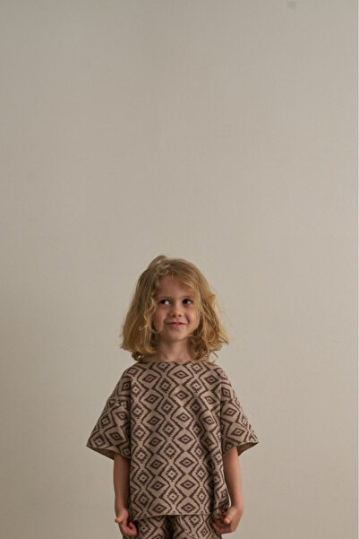 Oh La La Koala For Little Ones Kahverengi Boho Bloom Serisi Waffle T-shirt