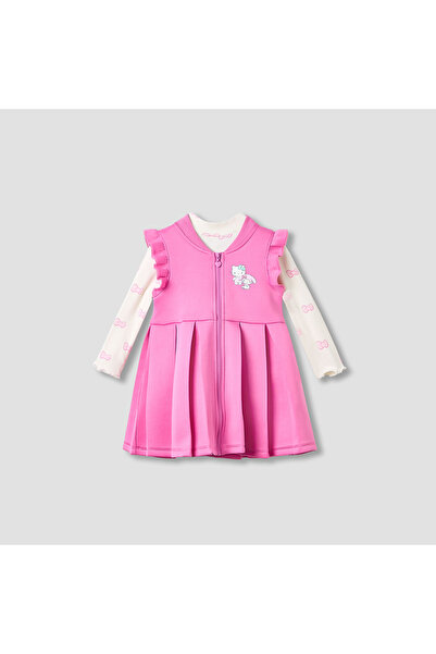 SANRIO Sario Girls Pleated Dress and T-shirt Set with Hello Kitty Print - Cot...