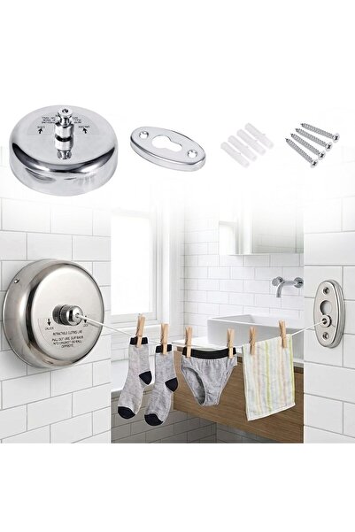 Roichil ® Paslanmaz Çelik Geri Çekilebilir Çamaşır İpi – Duvar Tipi Duvara Mo...