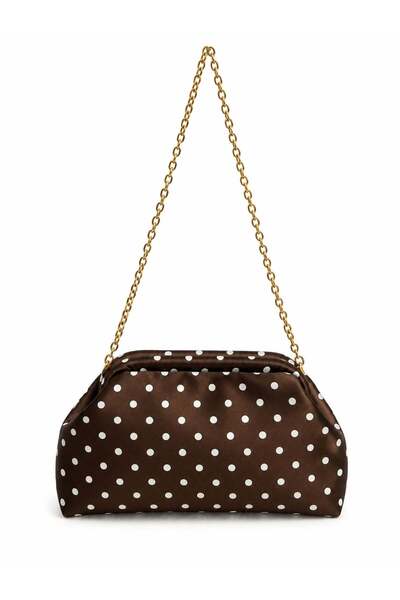 Madamra Brown Polka Dot Women's Chain Strap Textured Hand and Shoulder Bag – ...