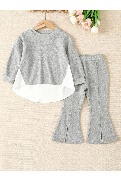 Take Two By Styli Girl's Color Contrast Detail Sweatshirt With Slits Detail F...