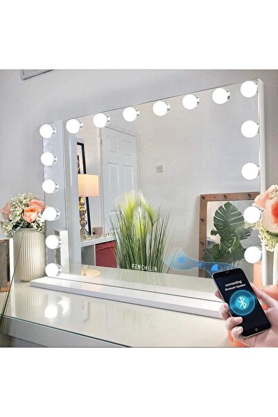 OEM Oglindă Cosmetică Hollywood LED Bluetooth 18 Becuri 80x58cm Albă