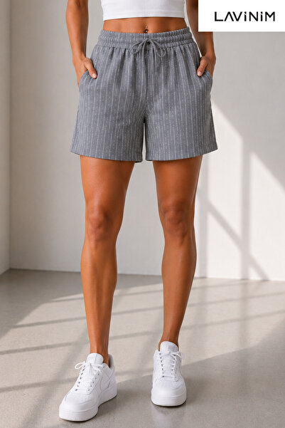 LAVİNİM Women's Shorts Linen Blend Summer Shorts