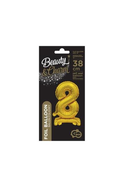 Godan Balon din folie B&C Cifră verticală "8" auriu 38cm