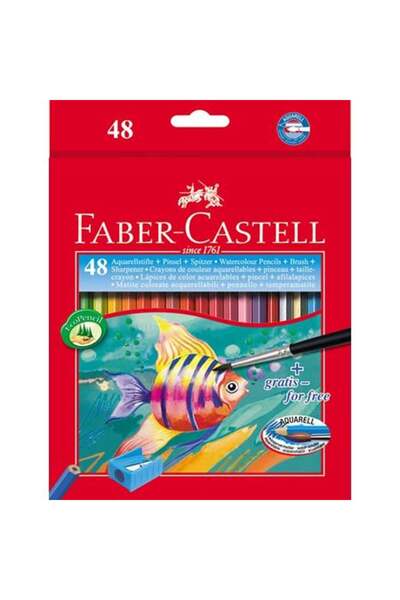 Faber Castell Creioane colorate acuarele și pensulă, 48 de culori/set