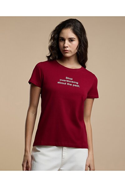 R&B Typography Print T-Shirt With Crew Neck And Short Sleeves