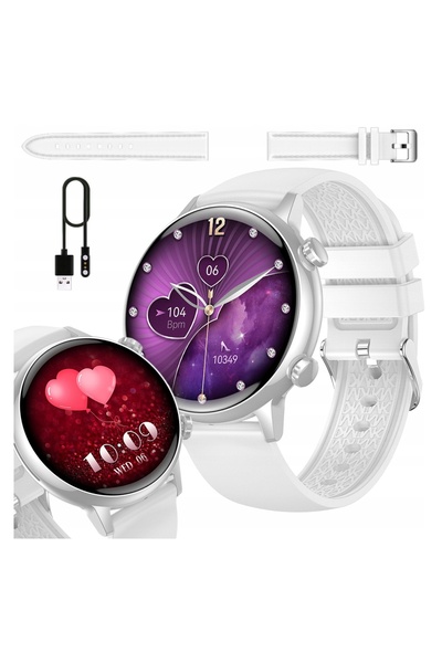 Mantarım Smartwatch Manta Alexa Mini Alb AMOLED 39mm IP67 + curea suplimentară
