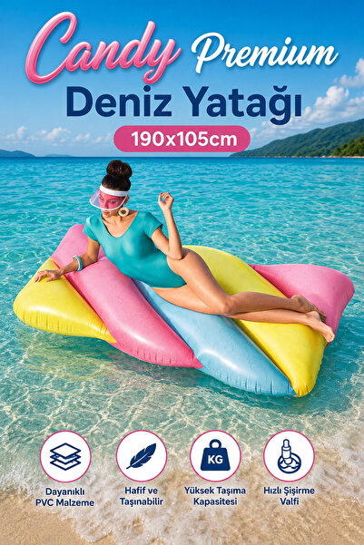 craftivio Dev Boy Marshmallow Tasarımlı Şişme Deniz ve Havuz Yatağı 190x105 c...