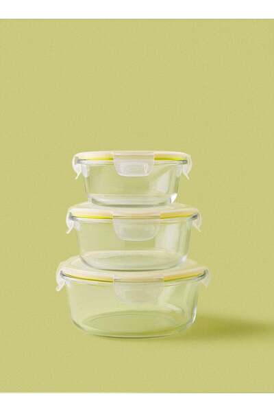Noon East 3 Piece Borosilicate Glass Food Container Set - Airtight Lids - Lun...