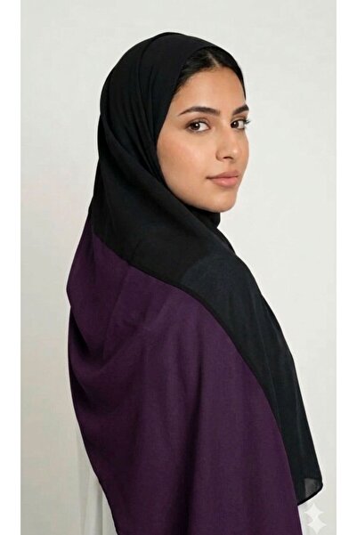 Veil Designer Black and Mauve Two Layer Voile Hijab Japanese Voile Fabric 190*60
