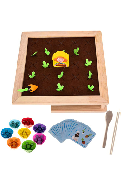 zola Joc Montessori 2 în 1 din lemn, memorie, sortare și asociere, 25 x 25 cm