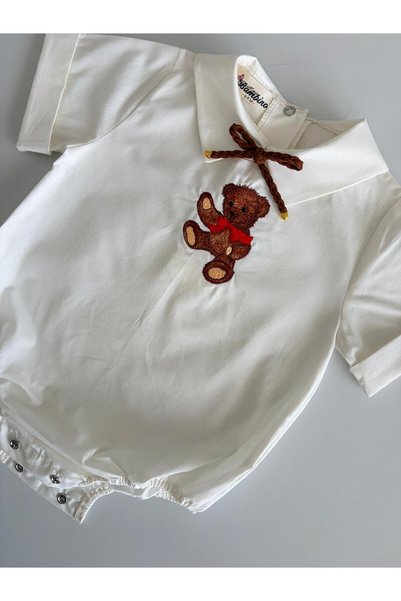 il mio bambino Handmade 100% Cotton Fabric Embroidered Tedy Teddy Bear Concept Party Baby Shirt
