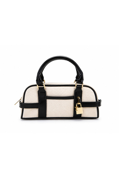 Mirel çanta Women's Canvas Lock Detailed Hand and Shoulder Bag