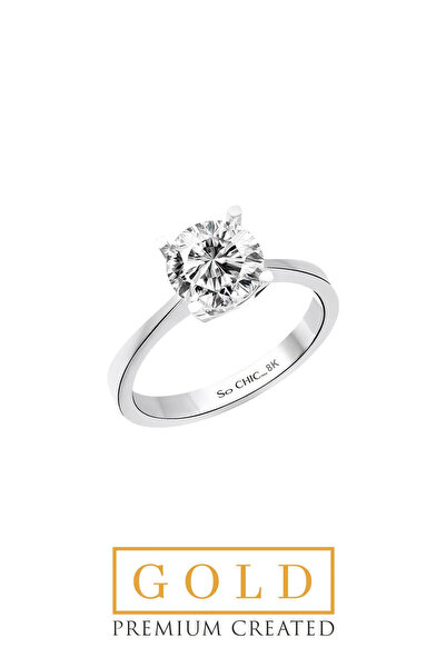 So CHIC... Beyaz Altın Sertifikalı Premium Created Taşlı Tektaş Yüzük