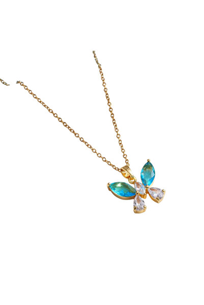 Black Season Gold Plated Pink Butterfly Necklace