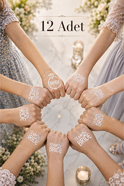 CHANCE GİFT Gümüş Bride Dövme Bride Partisi Geçici Dövme Bridal Shower Team (...
