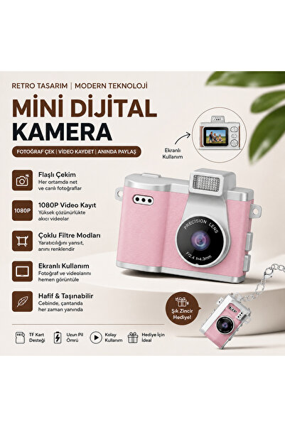 Asfal Mini Dijital Retro Kamera 1080P HD Video Kayıt Ekranlı Fotoğraf Makines...